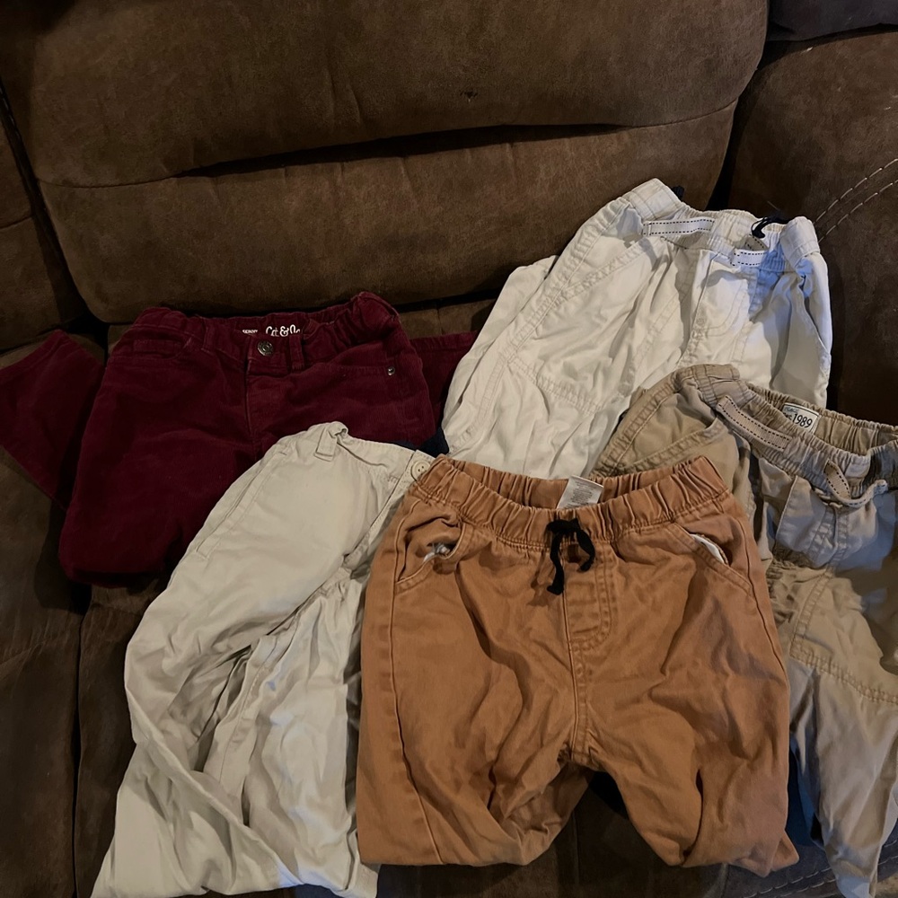 4T Kids Corduroy Pull-On Pants in Burgundy and Tan pants .